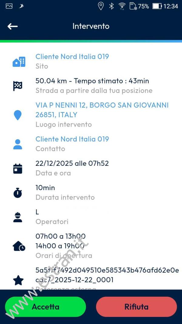 Dettagli intervento